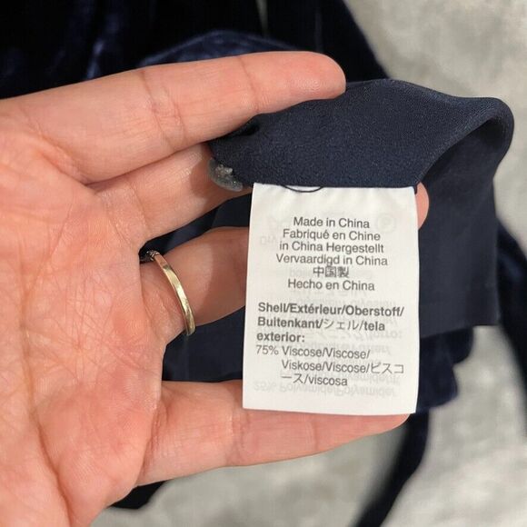 J Crew Velvet Wrap Dress Navy Blue Knee Length Tie Pockets Womens Sz 2 NEW $148 - Picture 8 of 11